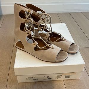 Chloe suede nude lace up sandals 40